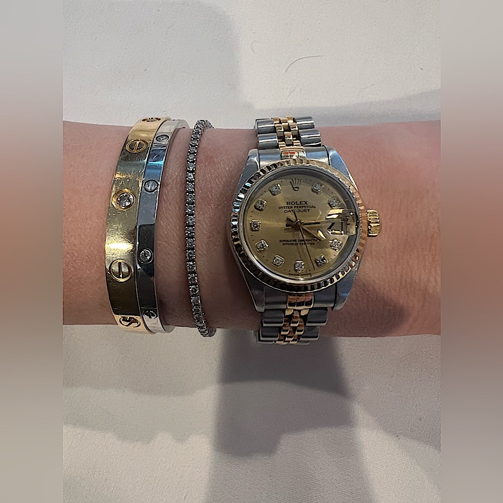 Vintage Rolex Oyster Perpetual Datejust 26mm Yellow Gold Steel Diamond - Picture 1 of 12